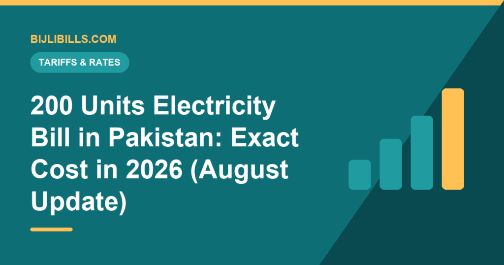 200 units electricity bill in Pakistan 2026 showing a protected home meter and bill total
