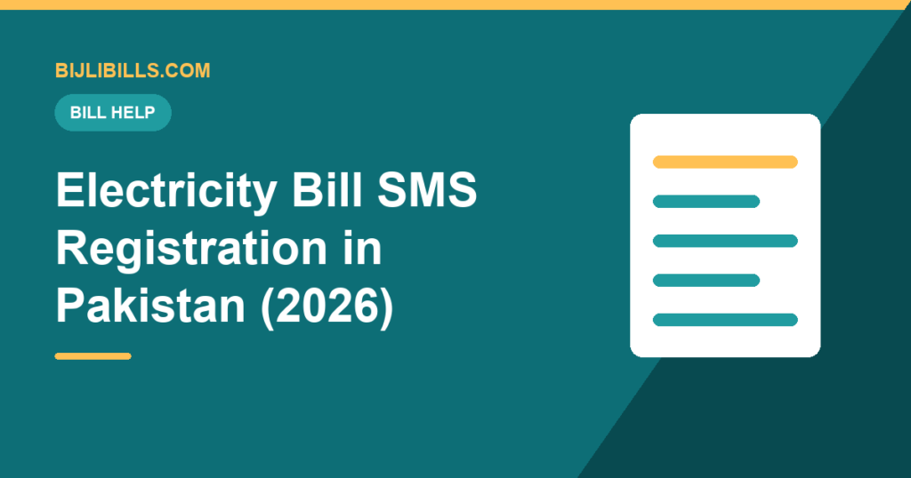 Phone showing an electricity bill SMS alert with amount and due date in Pakistan