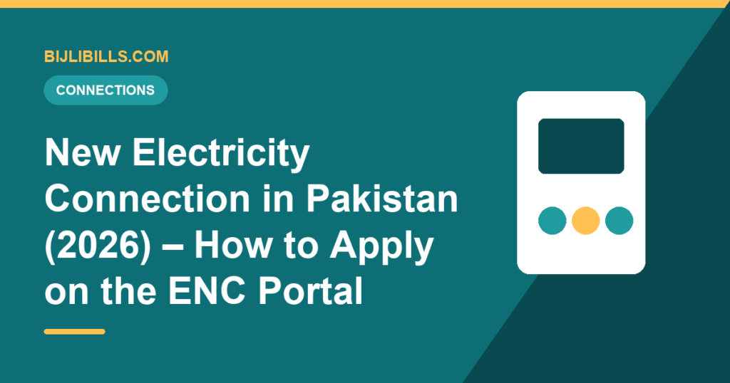 Applying for a new electricity connection in Pakistan through the ENC portal on a laptop