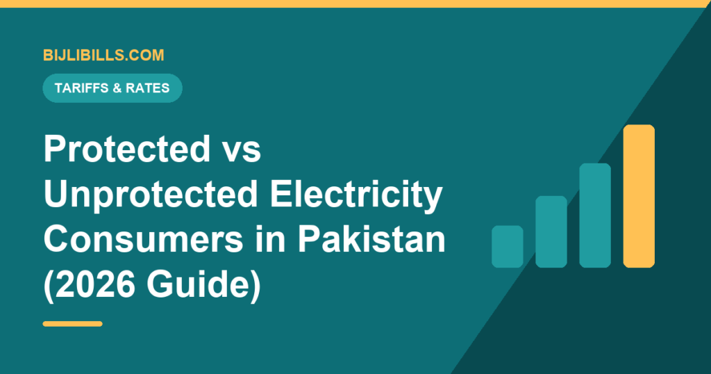 Side-by-side comparison of protected and unprotected electricity consumer rates in Pakistan 2026
