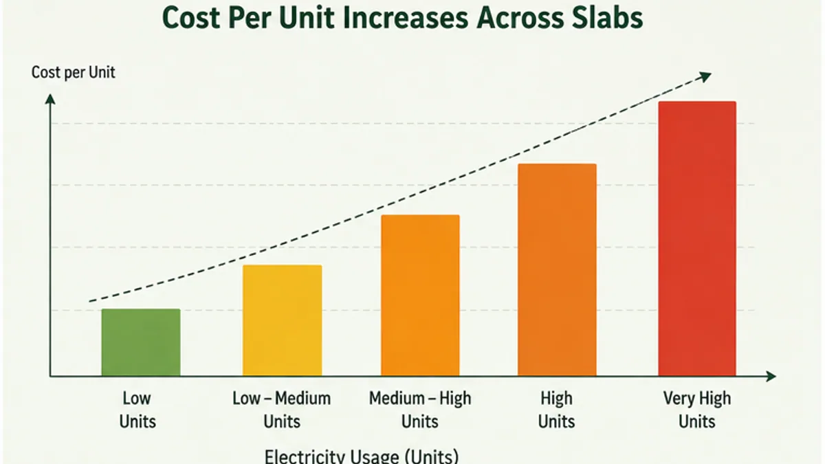 Bar chart showing how per-unit cost rises across electricity slabs